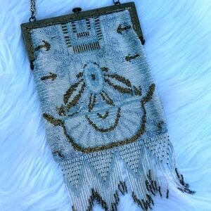 antique beaded fringe art deco microbeaded purse